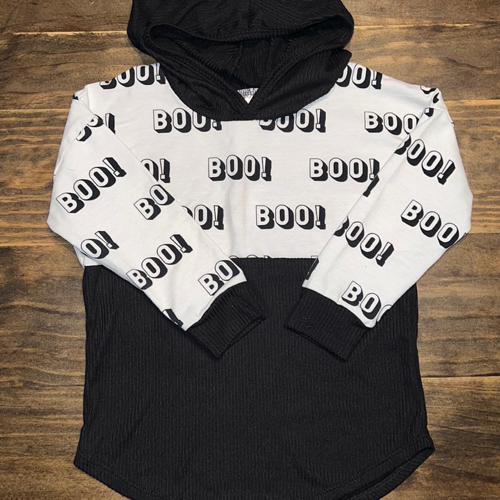 Handmade BOO Hoodie | Black Ribbed Material | Toddler Hoodie